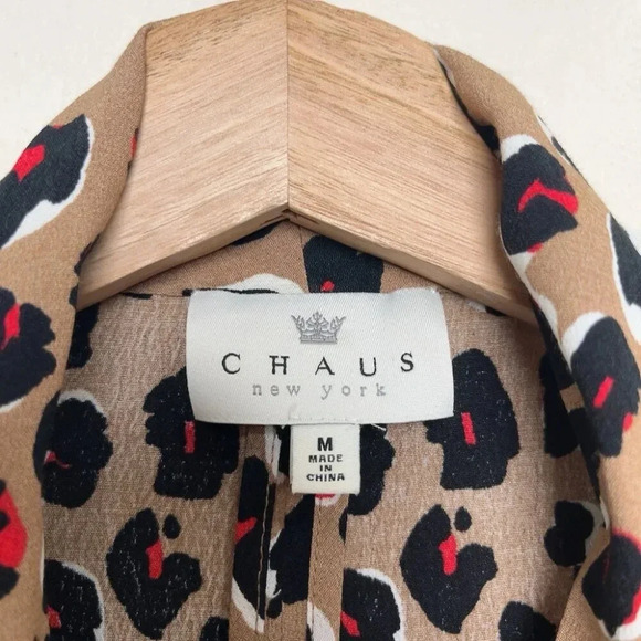 Chaus New York Womens Medium Leopard Open Blazer Jacket - Picture 4 of 12